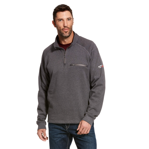 Ariat FR Rev 1/4 Zip Top Gray Front