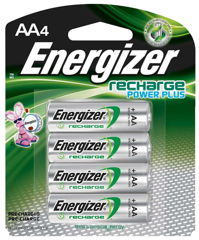 Energizer NH15BP-4 Battery, 1.2 V Battery, 2300 mAh, AA Battery, Nickel-Metal Hydride, Rechargeable: Yes, Black