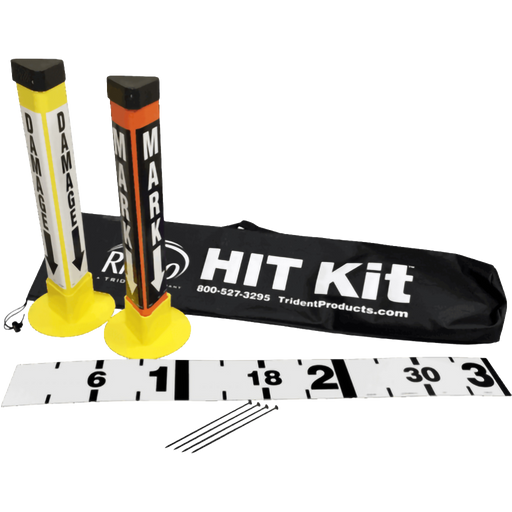 HIT Kit with two yellow markers, a black bag, and a measuring tape on a white background