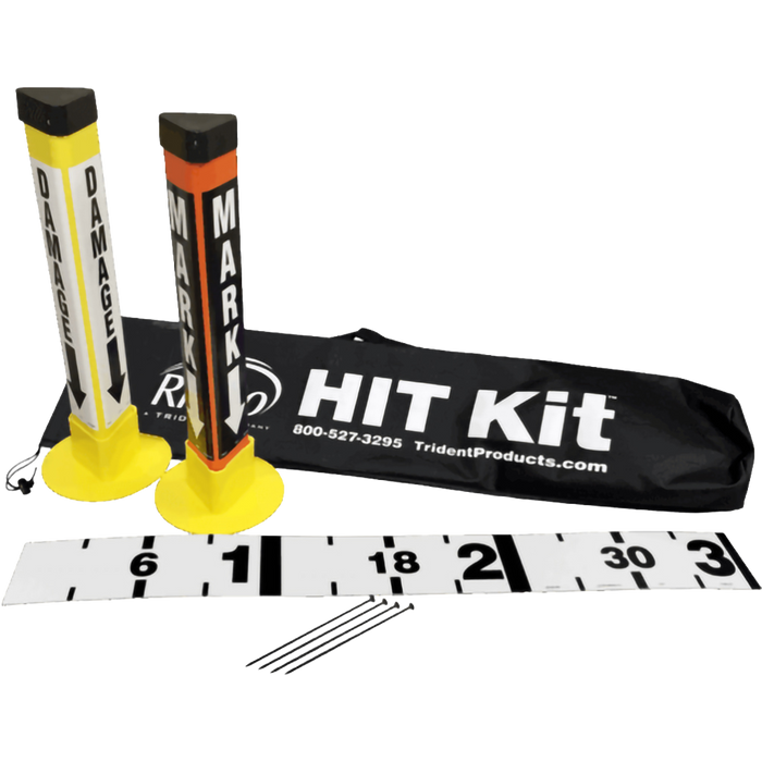 HIT Kit with two yellow markers, a black bag, and a measuring tape on a white background
