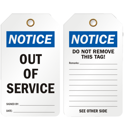 Equipment Out of Service  Eco Tag - Pack of 20