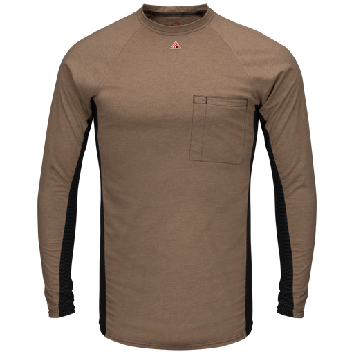 Mens FR Long Sleeve Base Layer with Concealed Pocket Tan