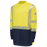 Yellow and navy long-sleeve shirt with reflective stripes on a white background
