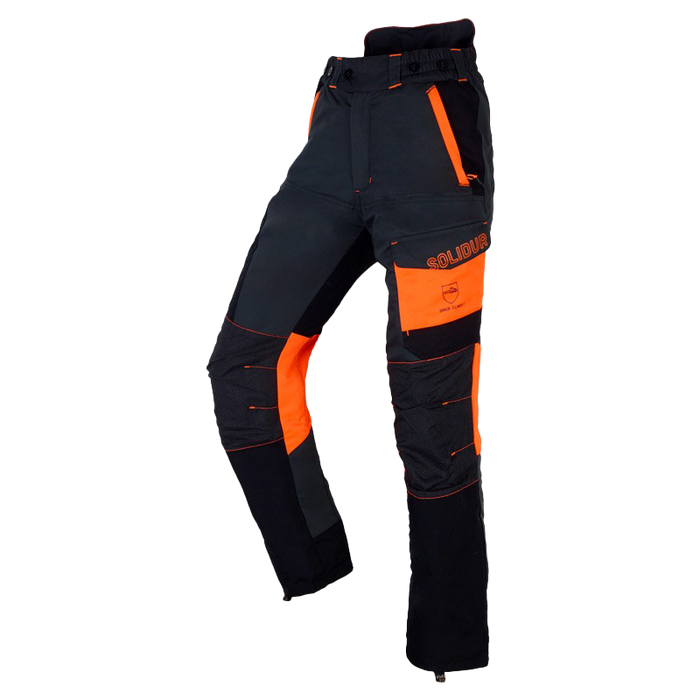 SOLIDUR COMFY CHAINSAW PANTS Black and Orange