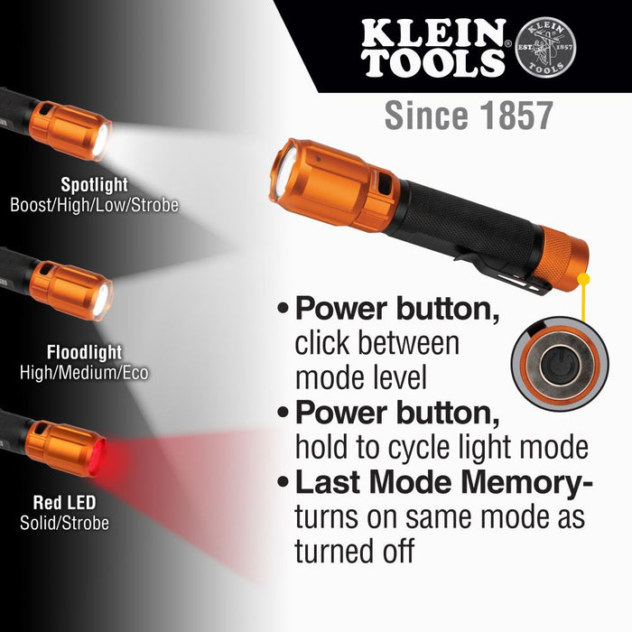 KLEIN Rechargeable 2-Color LED Flashlight with Holster