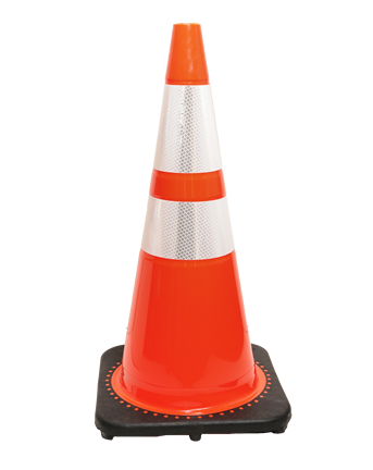 28" Blaze Orange Traffic Safety Cone with Reflector Tape – UV-Stabilized PVC