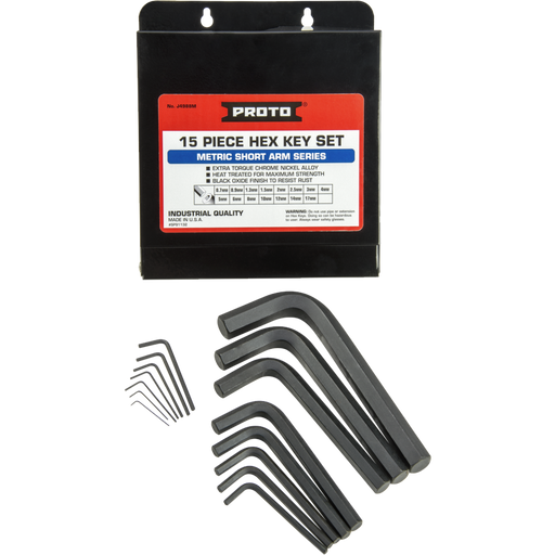 15 Piece Metric L-Shape Hex Key Set