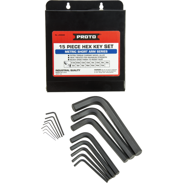 15 Piece Metric L-Shape Hex Key Set