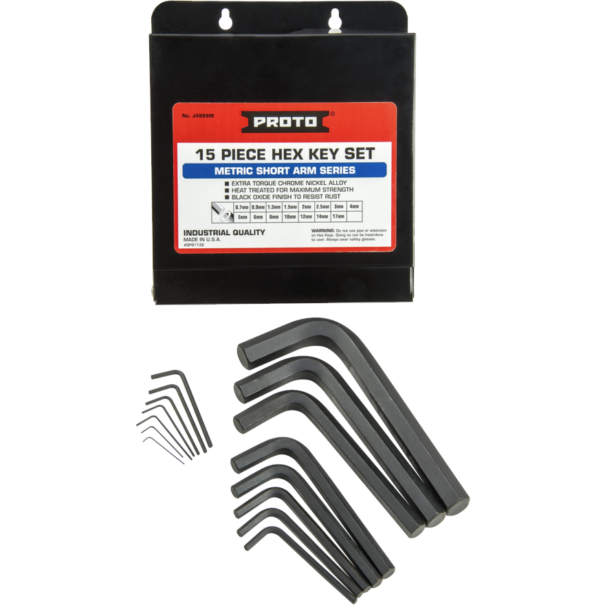 15 Piece Metric L-Shape Hex Key Set