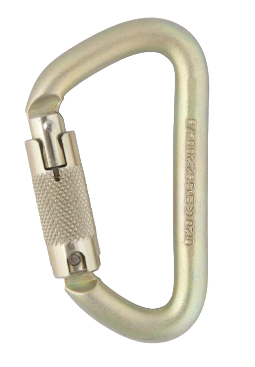 CARABINER 12mm Steel Offset D Kwiklock Gold